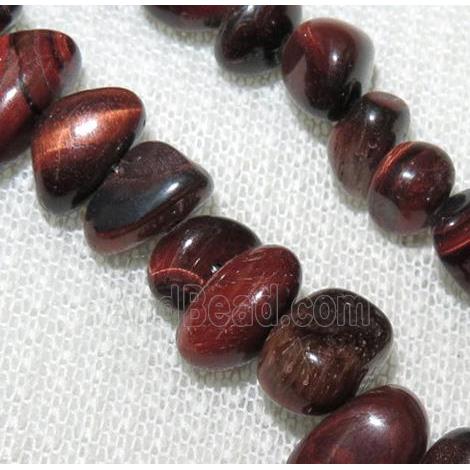 red tiger eye beads, freeform chip