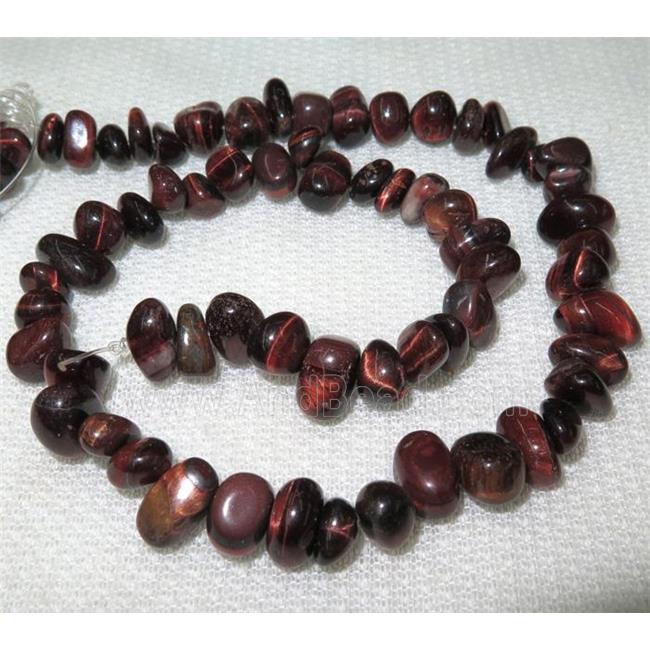 red tiger eye beads, freeform chip