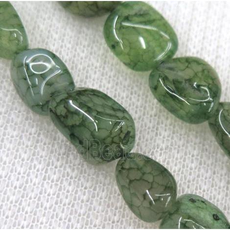 dragon veins agate bead, chip freeform, green