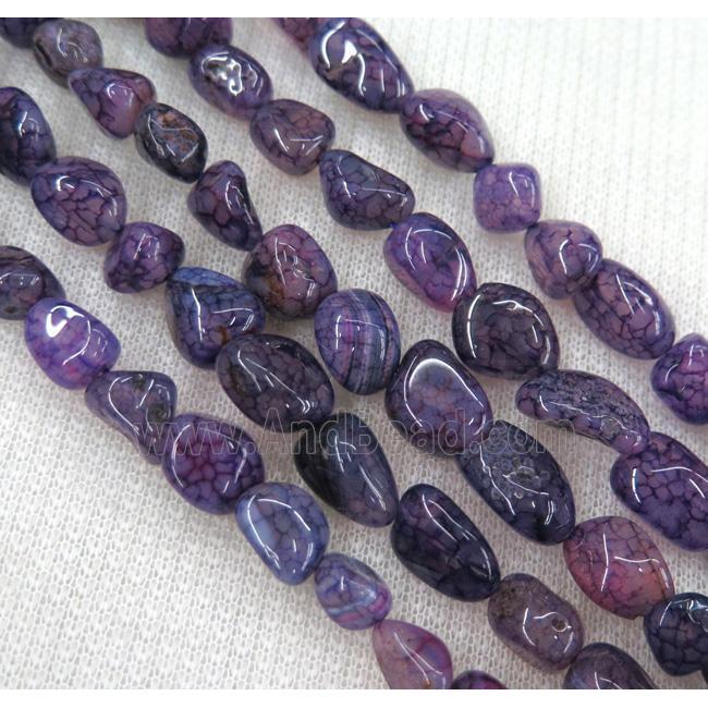 dragon veins agate bead chips, freeform, purple
