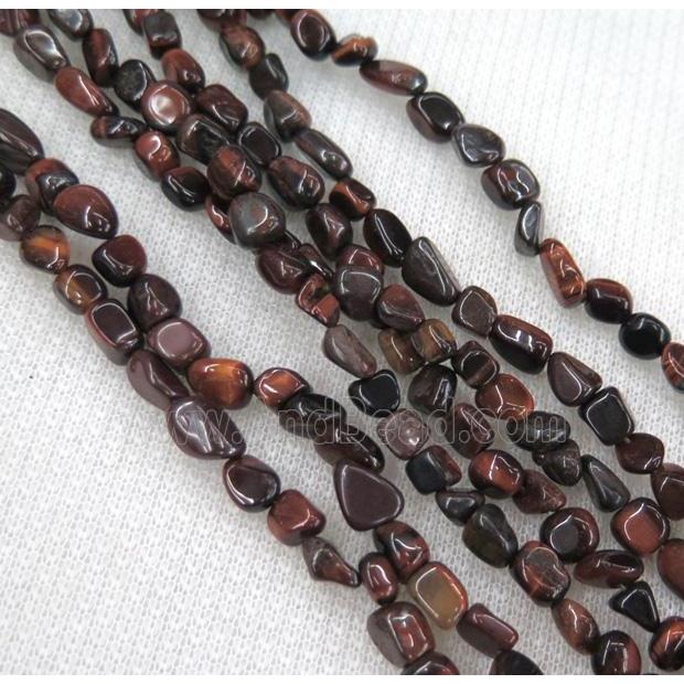 red tiger eye chips bead, freeform