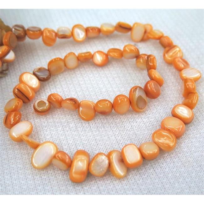 freshwater shell chip beads, freeform, orange