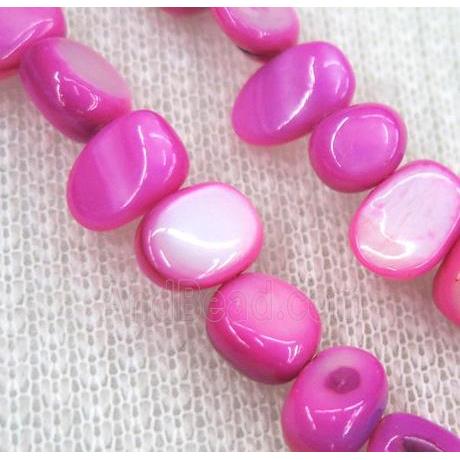 freshwater shell chip beads, freeform, hot-pink