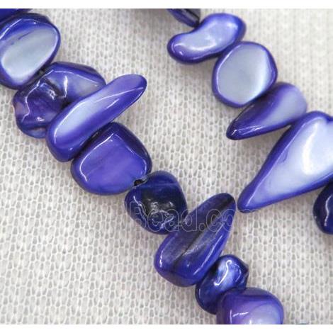freshwater shell chip beads, freeform, purple