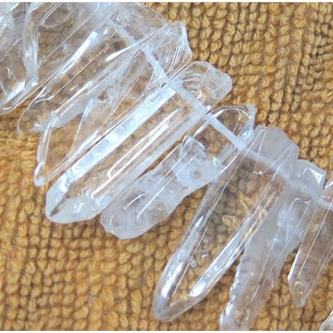 clear quartz bead, stick, freeform, polished