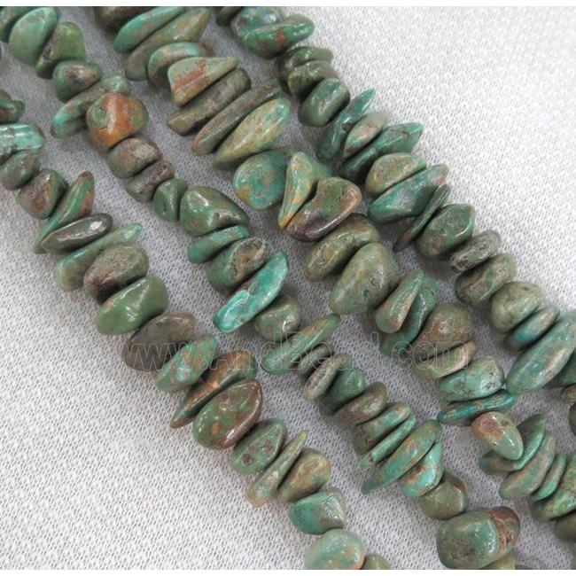 natural turquoise bead chips, freeform, green