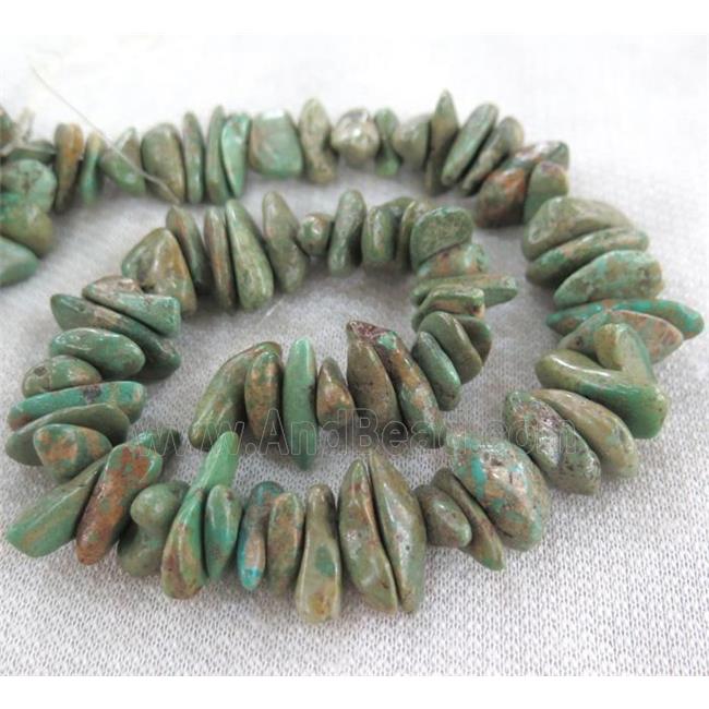 natural turquoise bead chips, freeform, green