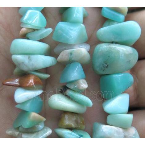 Amozonite chip beads, freeform, green