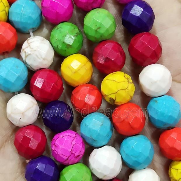 faceted round synthetic Turquoise beads, mixed color