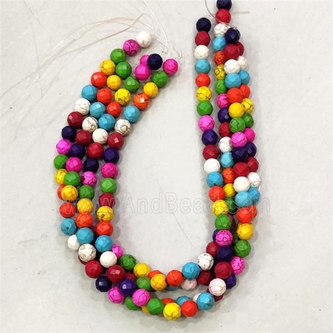 faceted round synthetic Turquoise beads, mixed color