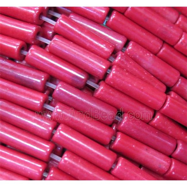 turquoise tube beads, synthetical, red