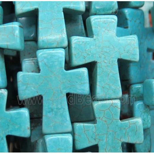 turquoise cross bead, blue