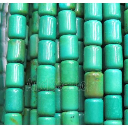 green Turquoise bead, tube, stabilized