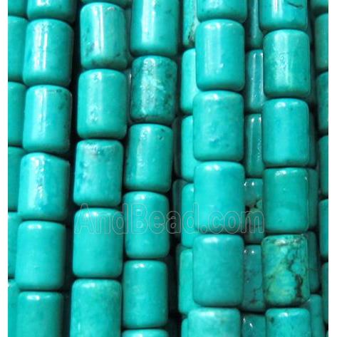 blue Turquoise bead, tube, stabilized