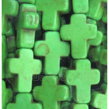 green synthetic Turquoise cross beads