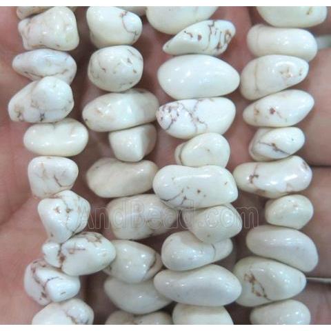turquoise chips bead, freeform, white