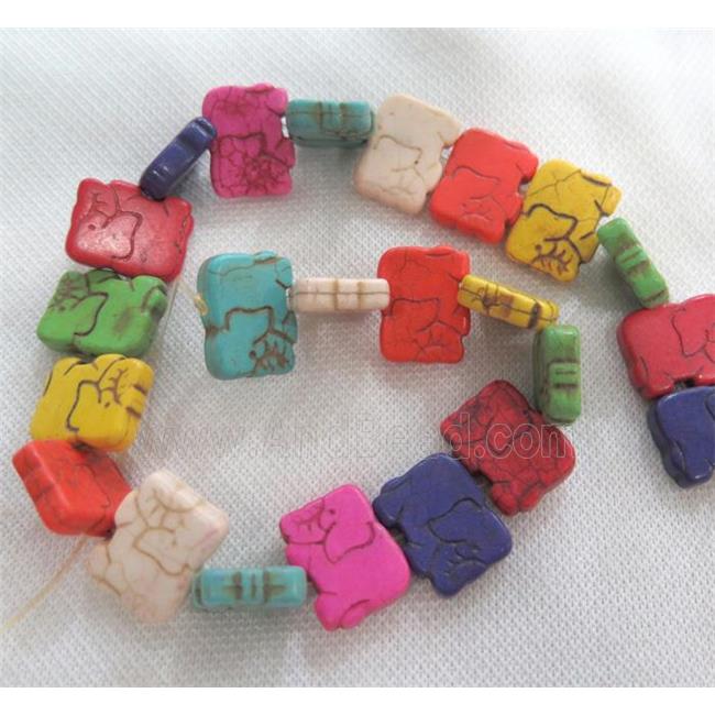 synthetic Turquoise elephant beads, mix color