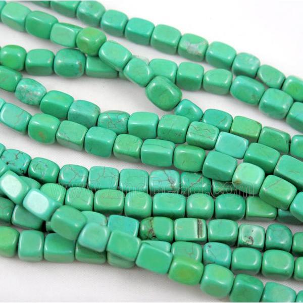 green synthetic Turquoise cuboid beads
