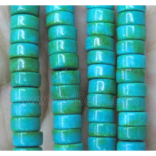 blue turquoise bead, heishi, synthetic
