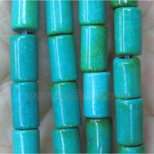 blue turquoise bead, tube, synthetic