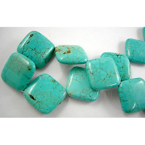 Chalky Turquoise, Stabilized, Corner-Drilled Rhombus