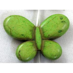 Chalky Turquoise beads, Stabilized, butterfly, green