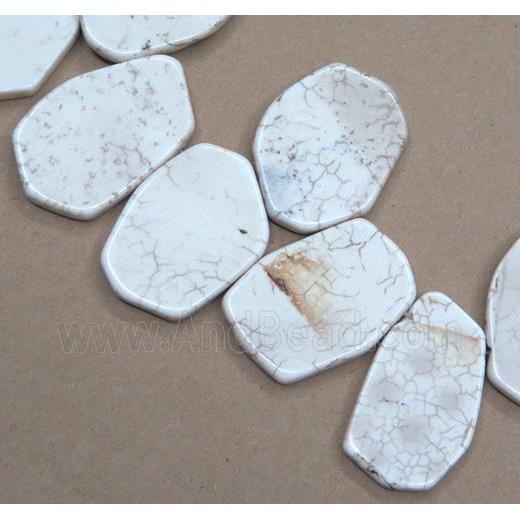 white Turquoise bead, freeform