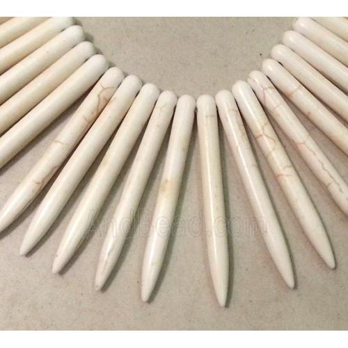 Turquoise stick bead for necklace, stability, white