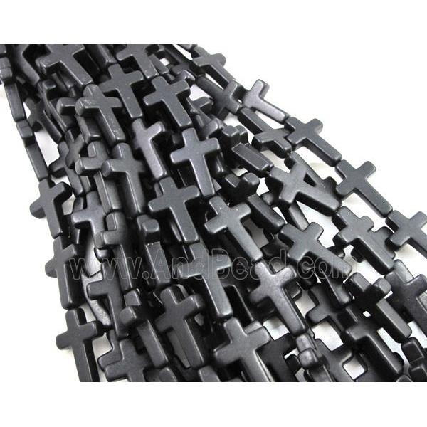 black synthetic Turquoise cross beads