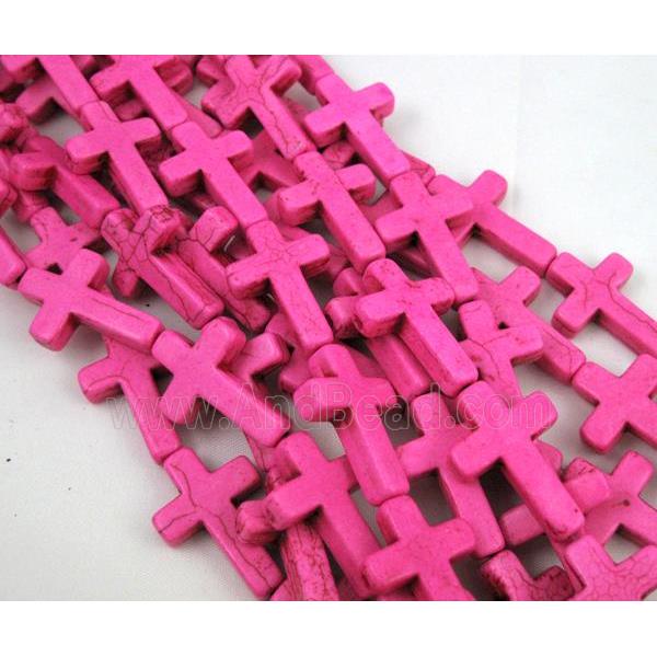 hotpink synthetic Turquoise cross beads