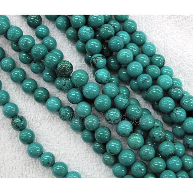 green Turquoise Beads, round