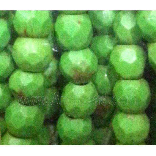 green synthetic Turquoise beads, faceted round