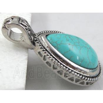 Chalky Turquoise, stabilized, Tear drop Pendant