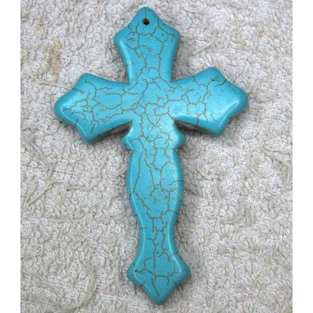 Turquoise Cross pendant, synthesize