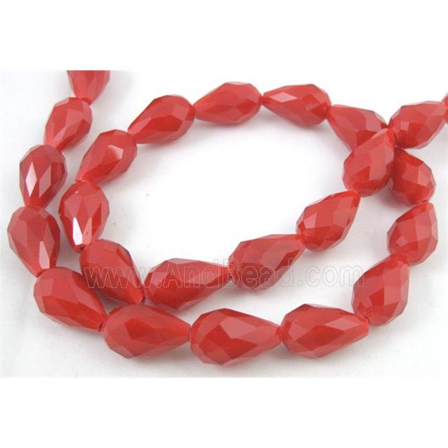 chinese crystal glass bead, faceted teardrop