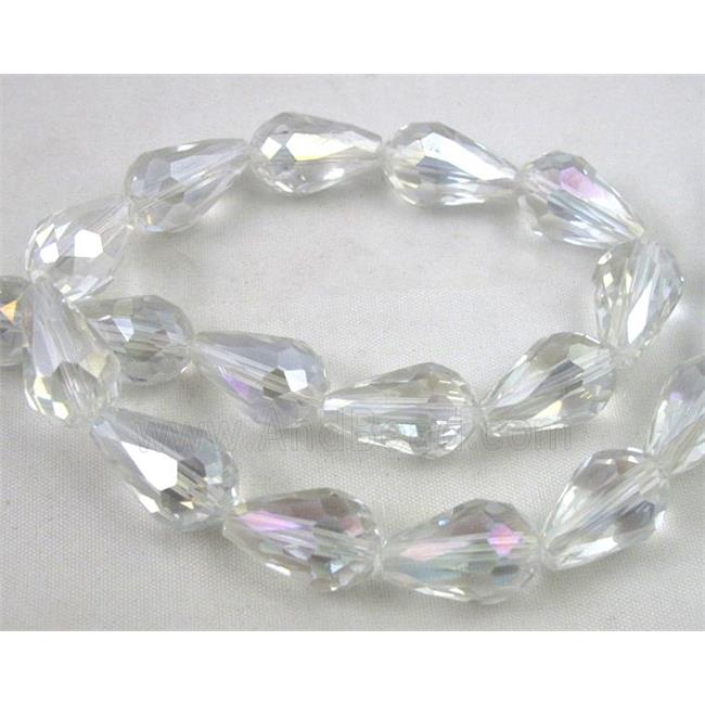 chinese crystal glass bead, faceted teardrop, AB color