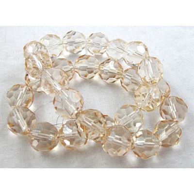 handmade 32 faceted round Glass Beads gold champagne