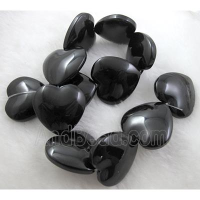 Jet Heart Glass beads