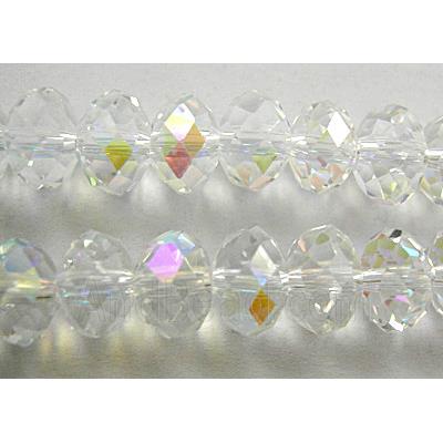 Chinese Crystal Beads, faceted rondelle, Clear AB-Color