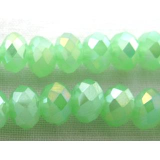 Chinese Crystal Beads, Faceted Rondelle, green AB color