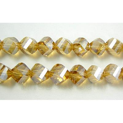 Chinese Crystal Beads, Twist, Gold