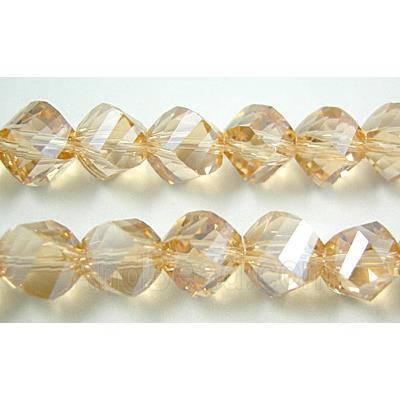 Chinese Crystal Beads, Twist, Gold-Champagne