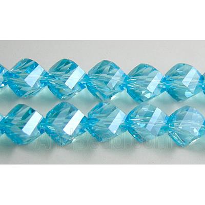 Chinese Crystal Beads, Twist, Aquamrine