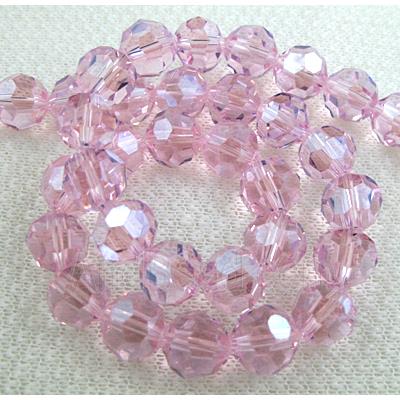 Chinese Crystal Beads, Faceted Round, Pink