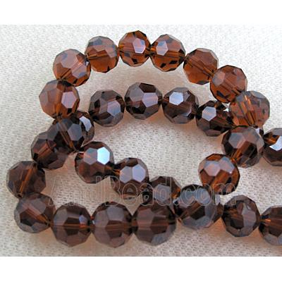 Crystal Glass, Faceted Round Beads, Deep coffee