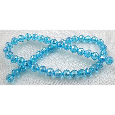Crystal Glass Beads, 96 faceted round, aqua AB-color