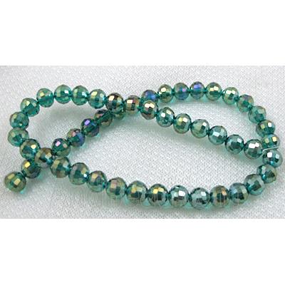 Crystal Glass Beads, faceted round, peacock-blue, AB-Color