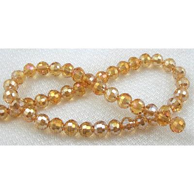 Crystal Glass Beads, 96 faceted round, gold champagne AB-color