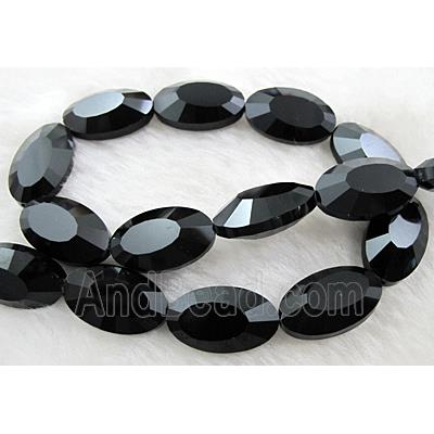Crystal Glass Beads, faceted, black