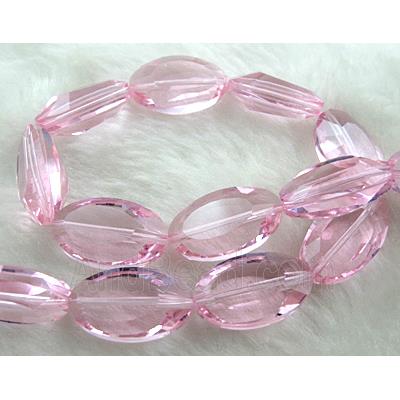 Crystal Glass Beads, faceted, Pink
